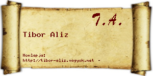 Tibor Aliz névjegykártya